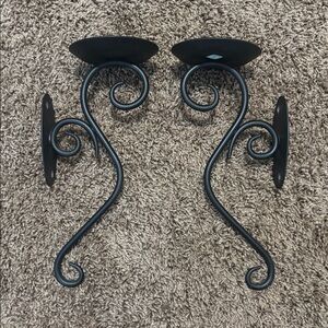 Partylite Hearthside Sconce Pair Candle/Vase/Decor Holders Black Matte Iron